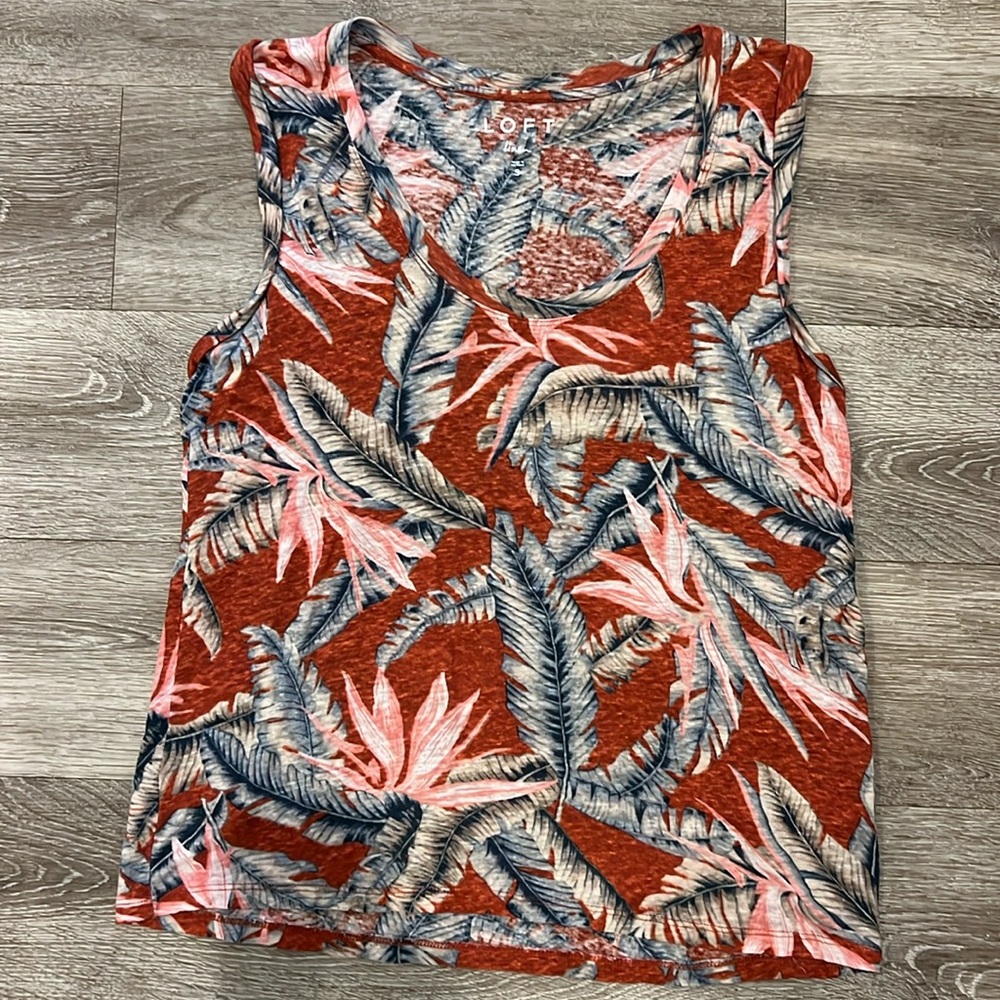 Loft Linen Knit Tank Top Tropical S